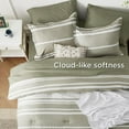 thumbnail image 4 of U by Bedsure Full Size Bedding Sets 7 Pieces, Olive Green White Striped Bedding Comforter Sets All Season Bed Set, 2 Pillow Shams, Flat Sheet, Fitted Sheet and 2 Pillowcases, 4 of 7