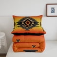 thumbnail image 4 of Western Quilt Vintage Geometry Triangle Diamond Bedding Set,Boho Western Comforter Set King,Southwestern Native Aztec Duvet Insert Ethnic Tribe Arrow Sriped Room Decor,Orange Grey, 4 of 7