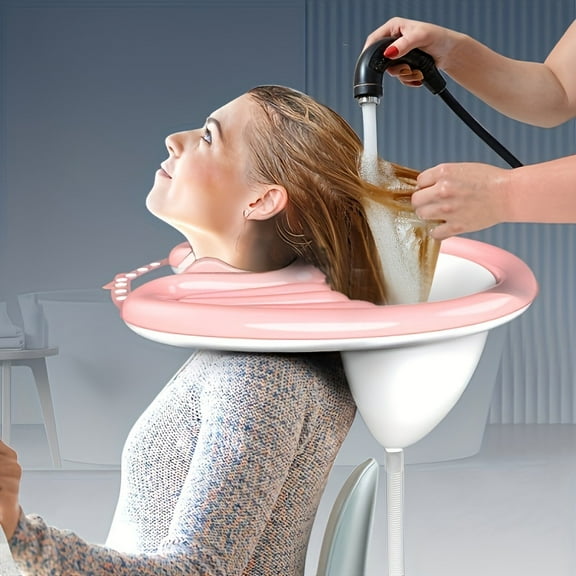 Inflatable Hair Wash Basin with Hose - Portable Bedside Hair Washing Station for Elderly, Pregnant Women Disabled - Durable Plastic Hygienic Design with