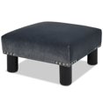 thumbnail image 1 of Jules Square Accent Footstool Ottoman Steel Gray, 1 of 14