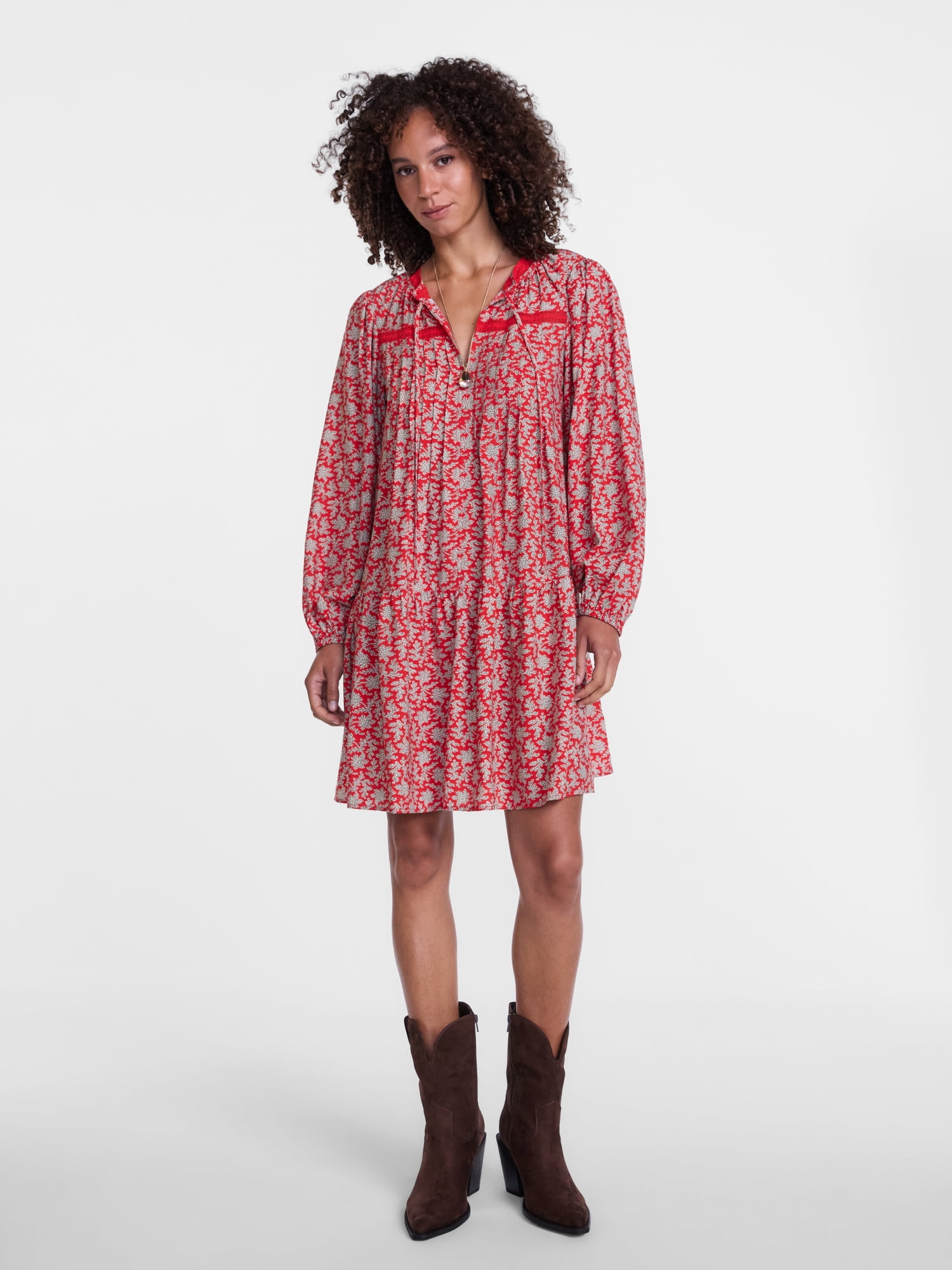 Scenario Women's Tiered Ruffle Mini Dress, Sizes XS-XXXL