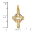 thumbnail image 2 of 13mm 10k Solid Gold Two-tone Cut-out Dove Religious Faith Cross Charm Pendant Necklace for Women, 2 of 2