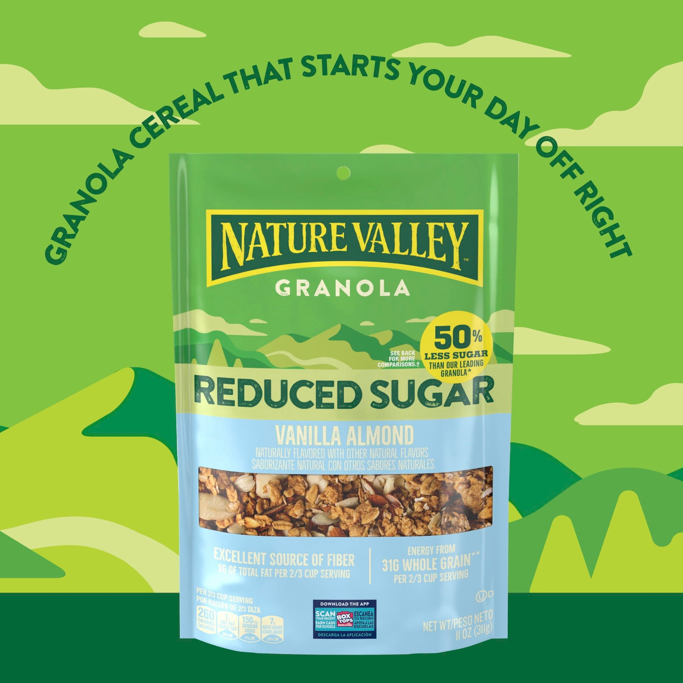 Nature Valley Reduced Sugar Vanilla Almond Granola Pouch, 11 oz