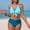 Blue, variant on Women's High Waisted Bikini Sets Two Piece Swimsuits Knot Front Cross Back Bathing Suit Color Block Swimwears