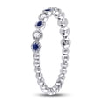 thumbnail image 3 of 10kt White Gold Womens Round Blue Sapphire Diamond Beaded Dot Stackable Band Ring 1/6 Cttw, 3 of 4