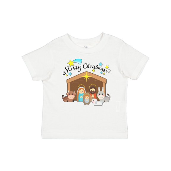 Inktastic Merry Christmas Cute Nativity Scene Boys or Girls Baby T-Shirt