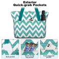 thumbnail image 2 of Women's Large Tote Bag with Zipper - 20L Green Stripes Travel Beach Weekender Duffle Bag Foldable Teacher Nurse Handbag for Work, Gym Shoulder Bag - Fits 15.6" Laptop, Folds Into Pouch, 2 of 5