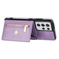 thumbnail image 3 of Dteck Case For Samsung Galaxy S21 Ultra 6.8-inch,Luxury Leather Zipper Card Holder Wallet Cross Body Shoulder Strap Case for Galaxy S21 Ultra 5G Shockproof Hybrid Rubber Kickstand Cover,Purple, 3 of 8