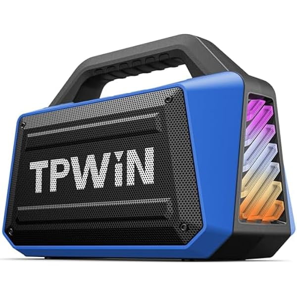 wonima11 Portable Bluetooth Speakers Loud - Wireless Speaker 80W Peak, Light Show, 20H Playtime, Strong Bass, BT 5.3, TWS, IPX6 Waterproof for Outdoor Travel Beach Camping - Blue