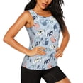 thumbnail image 2 of Xecao Cute Chameleons On Blue print women's scoop neck, loose-fit workout tank tops for the gym., 2 of 9