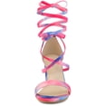 thumbnail image 3 of Sandalias de tacones gruesos con tiras y cordones Tie Dye para mujer Rosa 36, 3 of 6