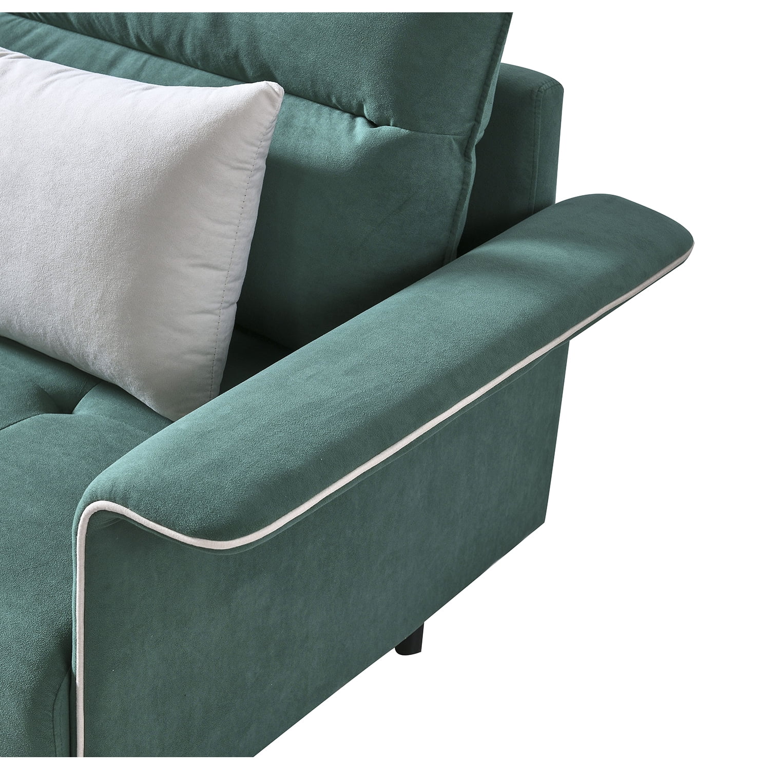 Resenkos Sofa for Room Sofa Chaise Sleeper Sofa for Small Living Room Spaces with Cushion Couch for Bedroom Mid-Century Modern Reversible Sectional Sofa, Green