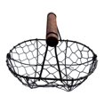 thumbnail image 4 of Cesta de alambre para huevos con asa de madera, cesta rústica para aperitivos, cesta para guardar cosas en la cocina. Café, 4 of 7
