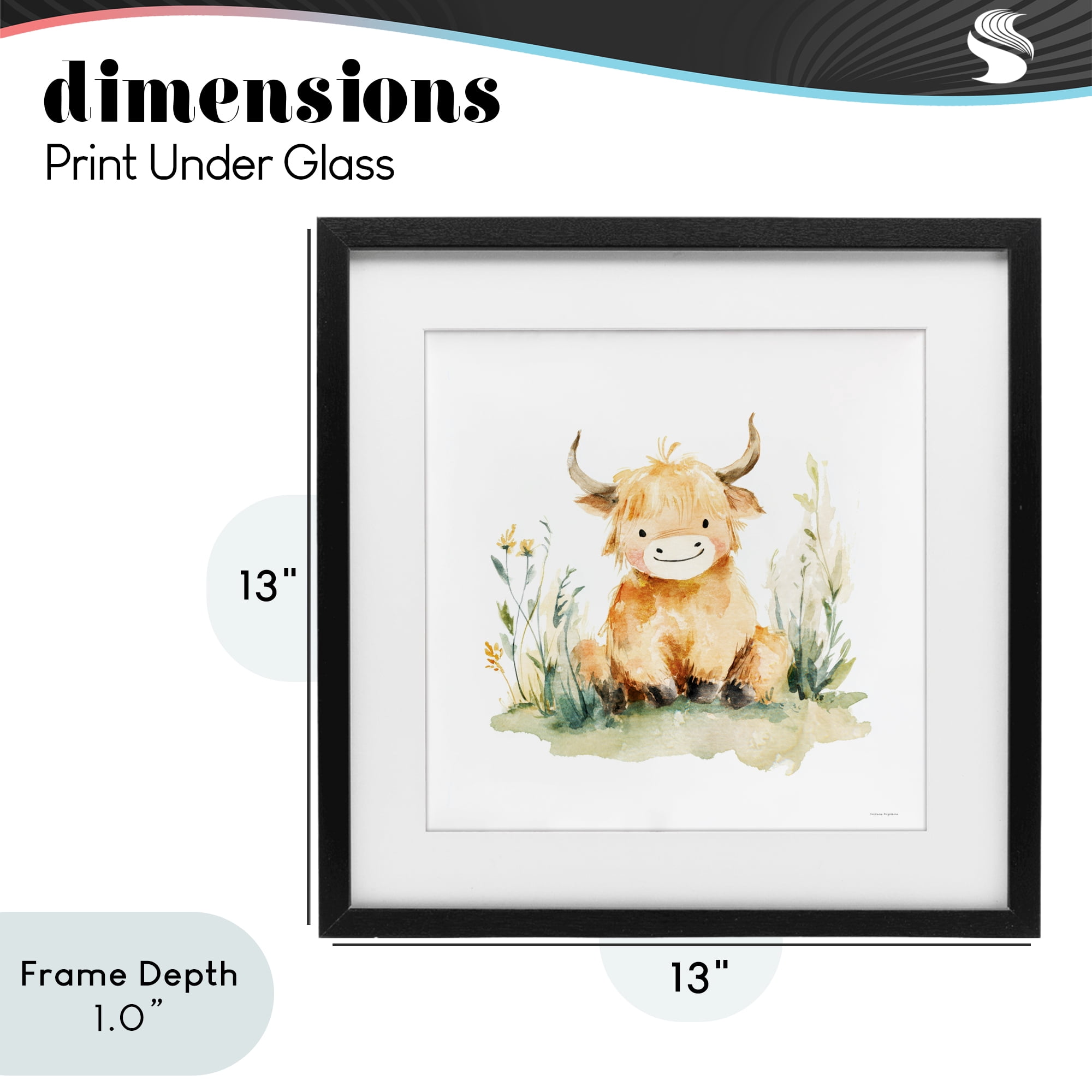 Stupell Industries Little Highland Calf Black Framed Print Under Glass, design by Svetlana Aleynikova