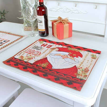 

Foraging dimple Christmas Pattern Placemat Cotton Insulation Placemats Place Pad Dining Table Mats Home Kitchen Decoration