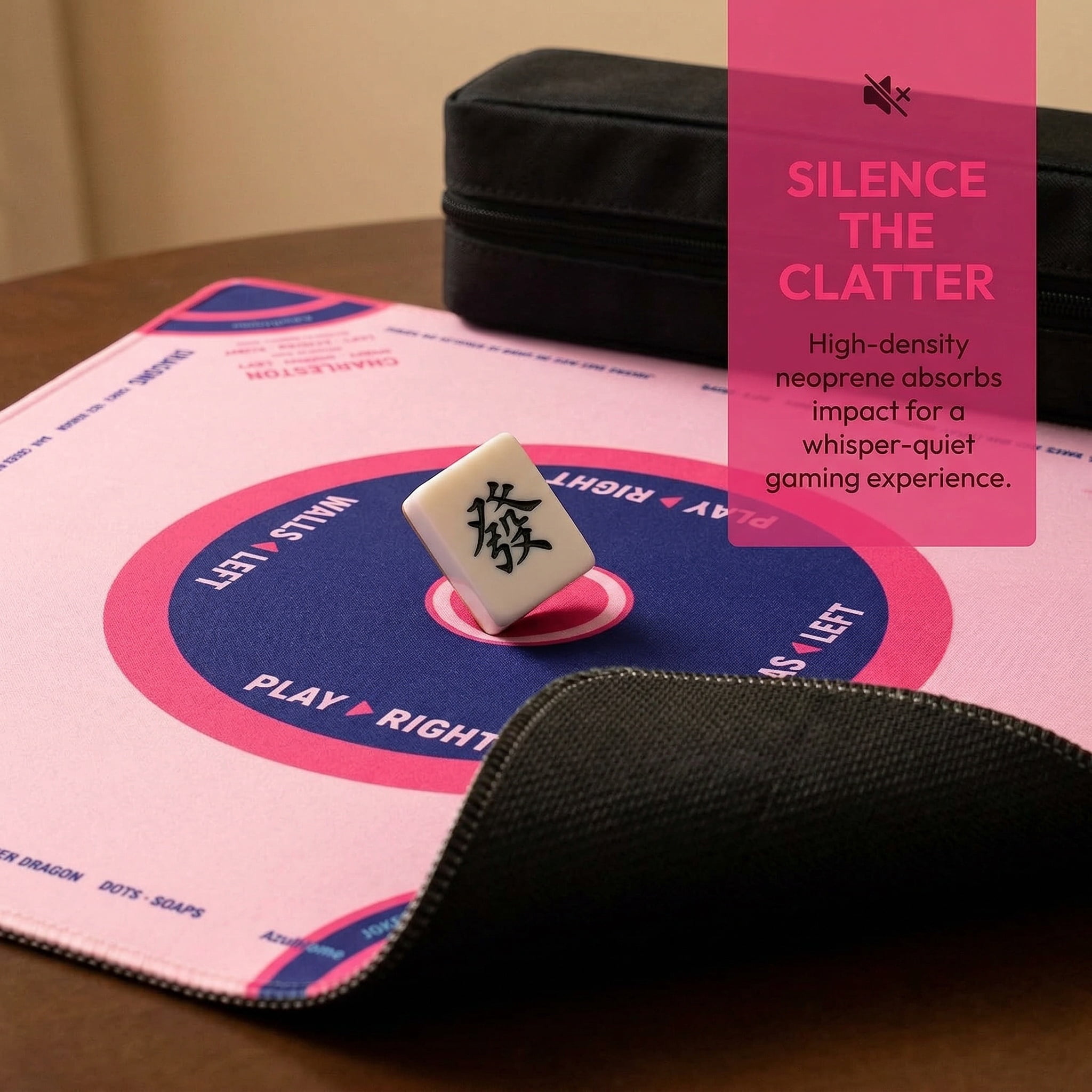 Classic Mahjong Mat with Rules, Anti-Slip and Noise Reduction, 31.5"x31.5" Neoprene Mat for Mahjong, Poker