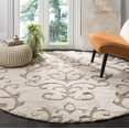 thumbnail image 2 of SAFAVIEH Florida Kalina Damask Shag Area Rug, Cream/Beige, 6'7" x 6'7" Round, 2 of 8