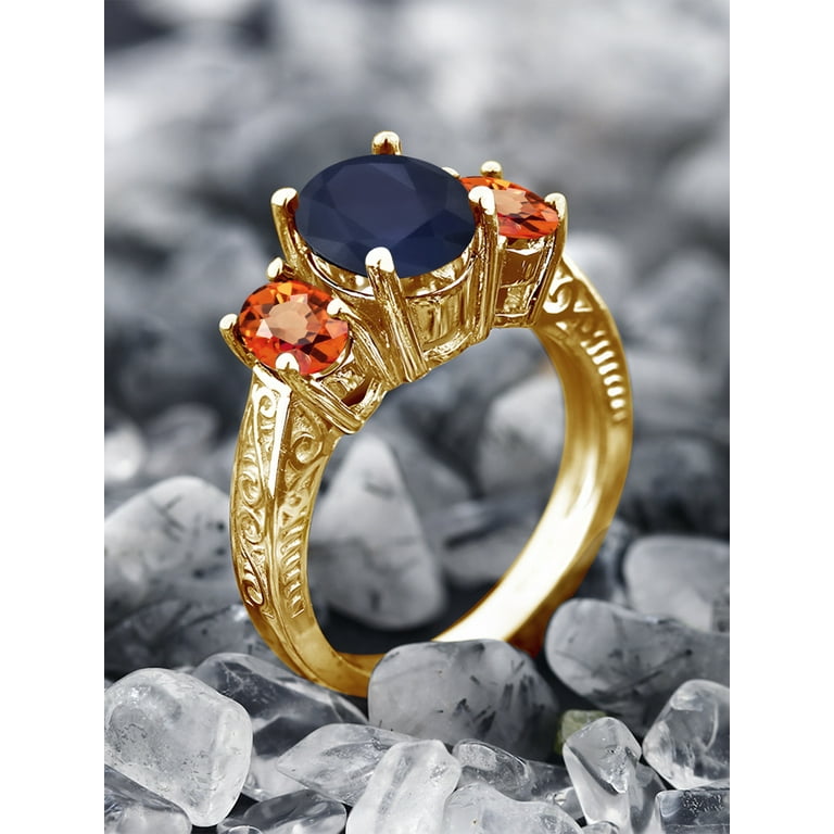 Blue Sapphire and Yellow Citrine Ring outlet Oval Cut Birthstone Ring White Gold Multi-Stone Ring