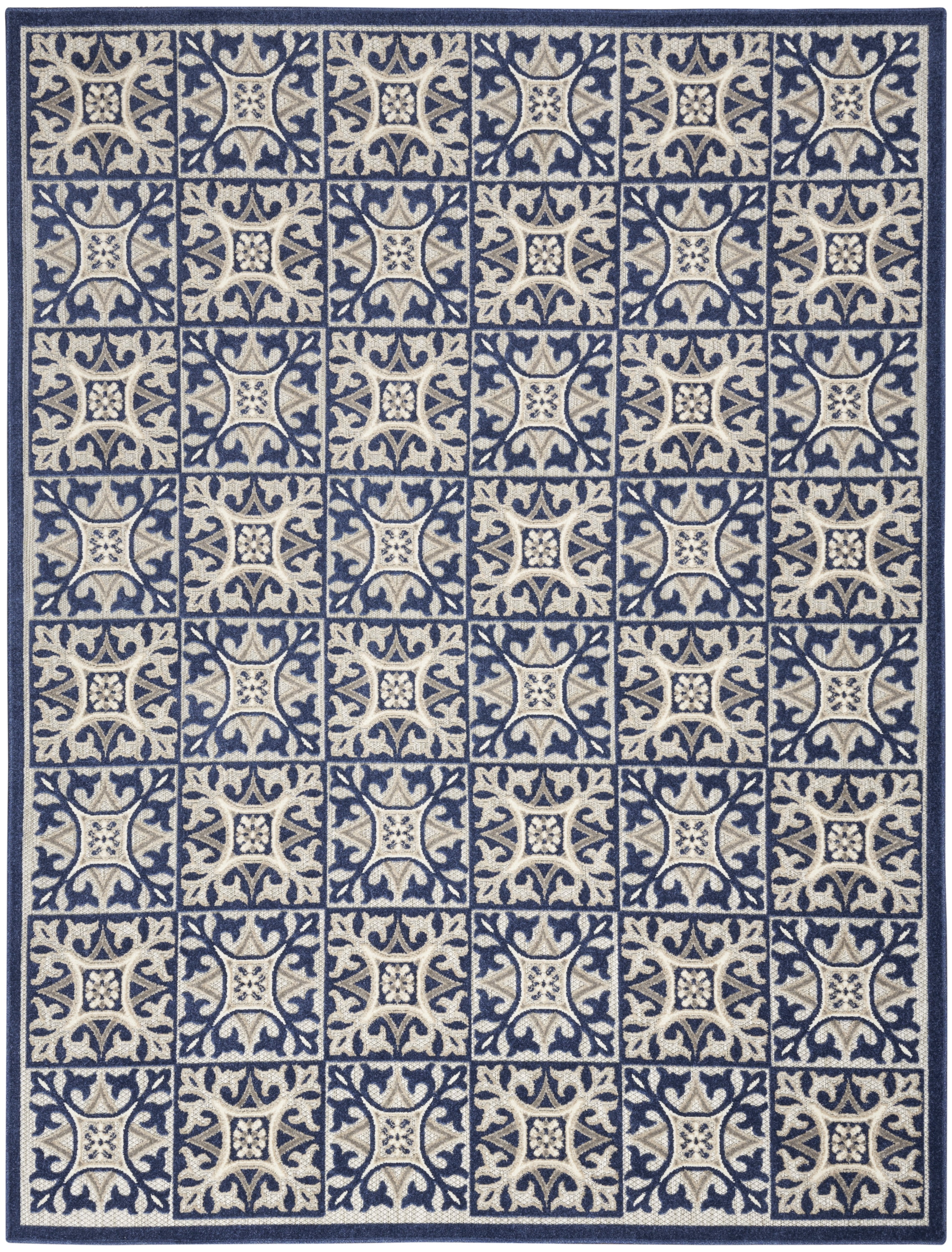 Nourison Aloha Indoor/Outdoor Blue 9' x 12' Area Rug, (9x12)