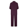 thumbnail image 5 of Scyoekwg Womens 2 Piece Sweatsuit Sets Fall Outfits Lightweight Button Long Sleeve Tops Wide Leg Pants 2 Piece Outfits Casual Matching Outfits Fashion Sweatsuits (Purple,XXXXL), 5 of 5