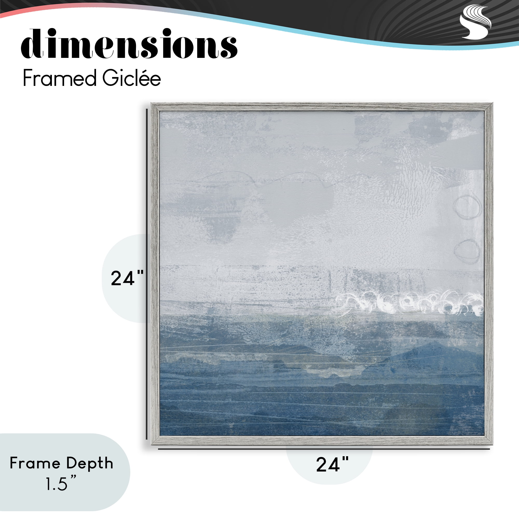 Stupell Industries Ocean Tide Abstract Gray Framed Giclee Art, design by Dan Meneely