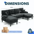 thumbnail image 2 of Villeston U-Shaped Sectional Sofa, 100" Linen Couch, 4 Seat Lounge Sleeper with Double Chaise for Living Room，Black, 2 of 7