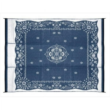 Camco 42851 9 x 12 Ft. Reversible Outdoor Mat-Blue Oriental
