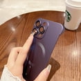 thumbnail image 3 of Allytech Metallic Paint Frameless Magnetic Phone Case for iPhone 15, Compatible with MagSafe Suppor Wireless Charging Ultra Thin Lightweight Shockproof Matte Hard PC Bezel-Less Cover, Darkpurple, 3 of 9