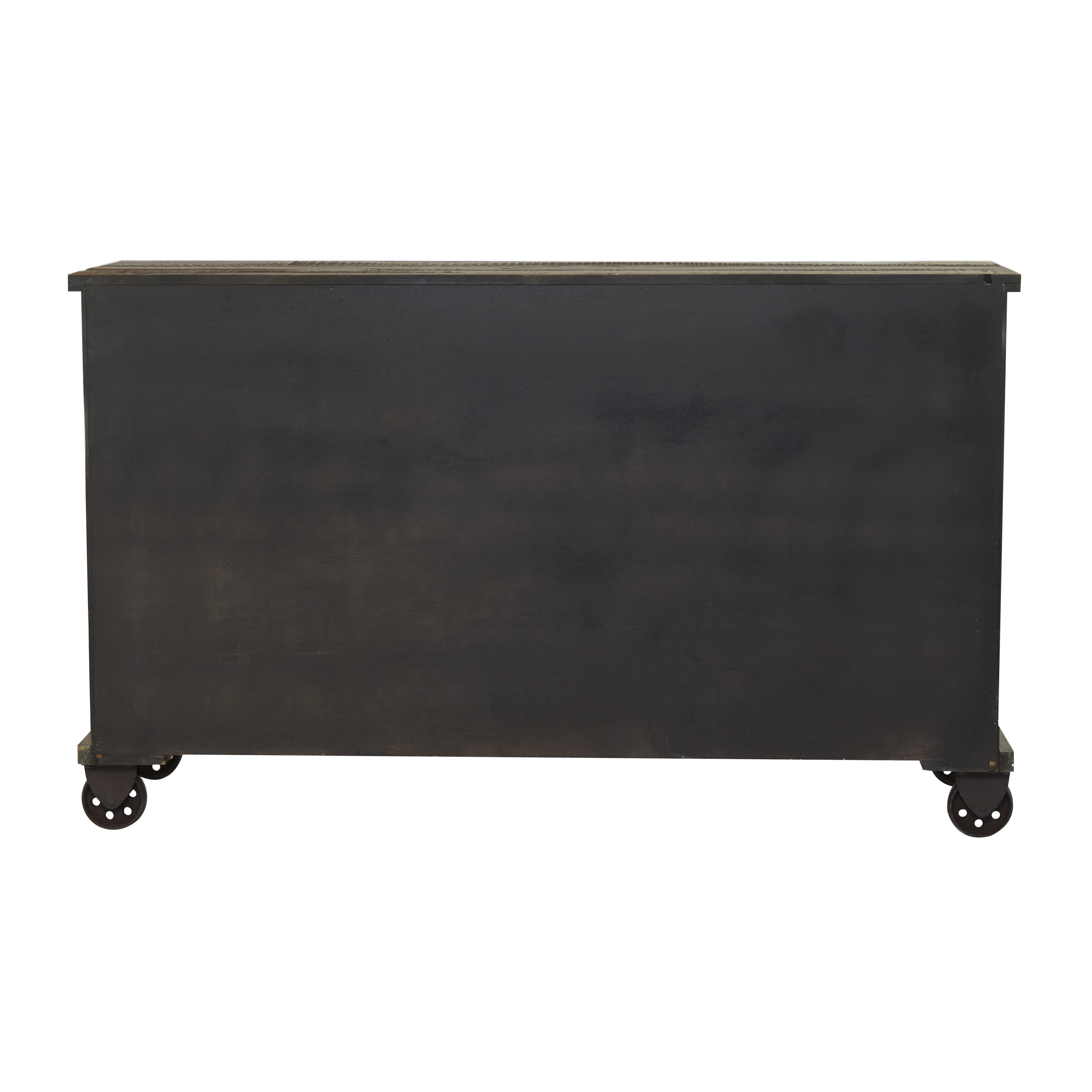 DecMode 54" x 33" Brown Wood 6 Shelves and 2 Doors Buffet with Wheels, 1-Piece