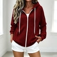 thumbnail image 2 of NominalSnug Zip up Sweatshirts for Women Ribbed Knit Long Sleeve Lightweight Hoodie Oversized Casual Hoodies Sweater Fashion Jackets, 2 of 8