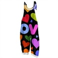 thumbnail image 2 of Youpwaven Women's Valentine's Day Vintage Heart Cotton Linen Overalls - Loose Fit Bib Jumpsuit with Pockets, Lightweight Casual Outfits for Spring Picnics, 2 of 5