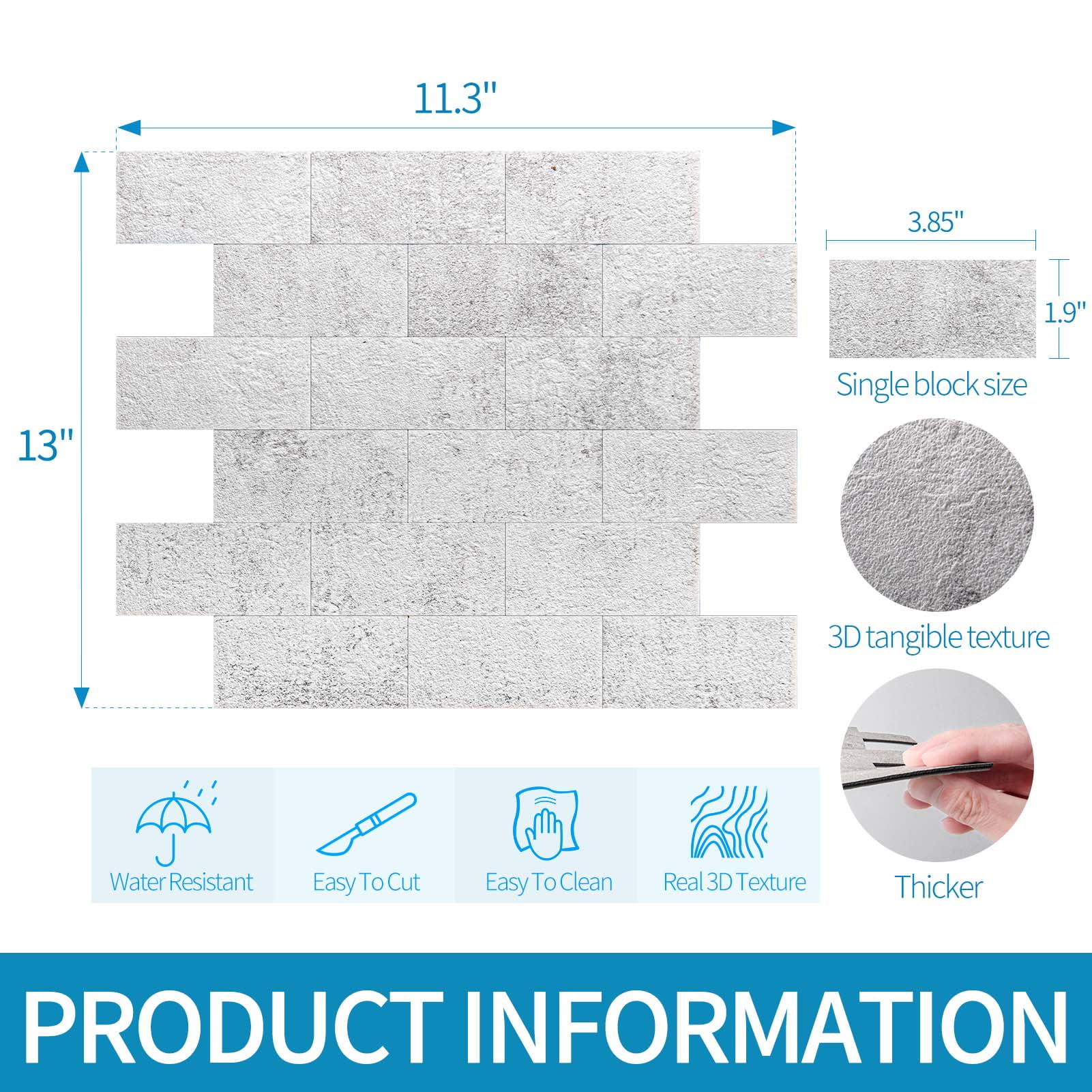 10-Pack Peel and Stick Backsplash Wall Tile for Kitchen Bathroom Fireplace in Natural White