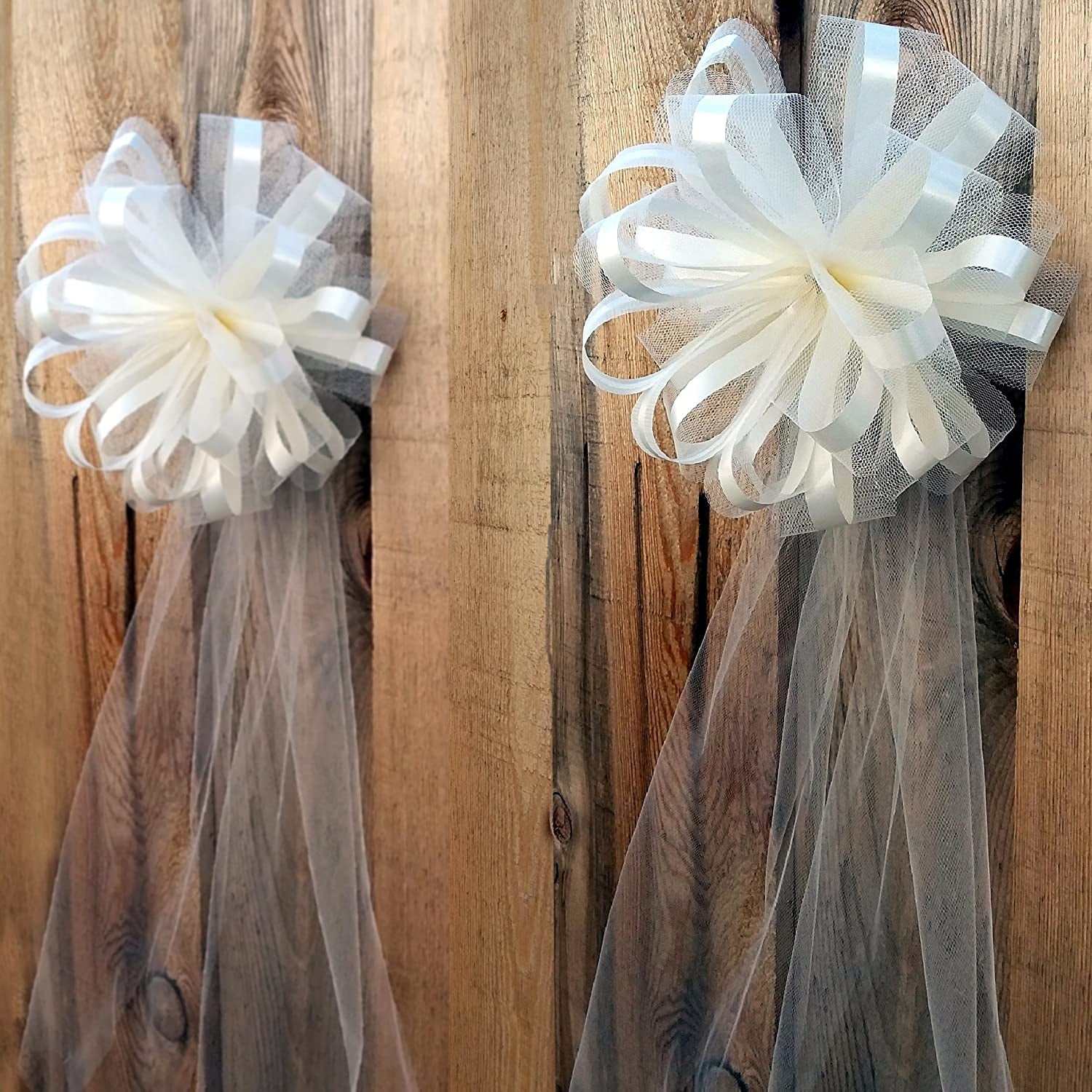 TULLE FOR PEWS WHITE WEDDING BOWS SET OF 14 