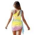 thumbnail image 3 of SEANATIVE Kids Two Piece Swimsuit Set with Swimwear & Mesh Cover-up Skirt, Teen Girls Bathing Suits, Size 17-18 Years Old, Rainbow Mermaid Scale Print Blue Yellow Pink Gradient, 3 of 7
