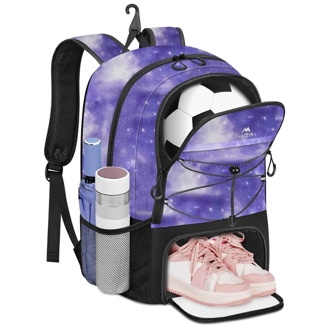 Mochila MATEIN Galaxy Morada Ligera para Fútbol con Compartimento para Zapatos