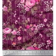 thumbnail image 1 of Soimoi Velvet Fabric Stripe,Leaves & Rose Floral Print Sewing Fabric Yard 58 Inch Wide, 1 of 1