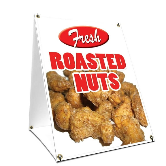 A-frame Sidewalk Roasted Nuts Sign With Graphics On Each Side | 18" X 24" Print Size