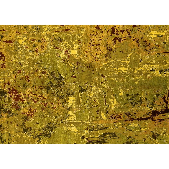 Ahgly Company Indoor Rectangle Oriental Yellow Industrial Area Rugs, 2' x 5'