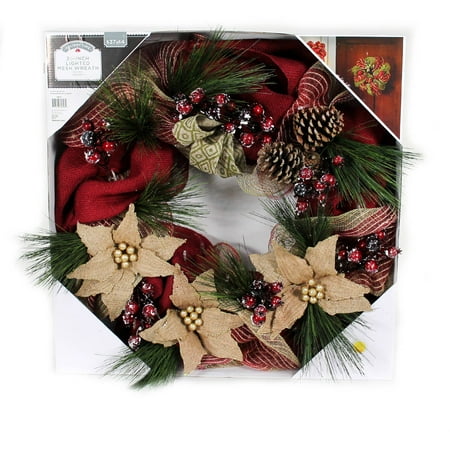 holiday time christmas decor 26 quot led lighted natural mesh holiday time christmas decor 26 quot led lighted natural mesh