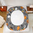 thumbnail image 5 of jejeloiu Halloween Spooky Pumpkin Queen Sheet Sets,Witch'S Hat Ghost Flat Sheet,Spider Webs Bat Queen Fitted Sheet,Lightweight Room Decoration,4-Piece, 5 of 7
