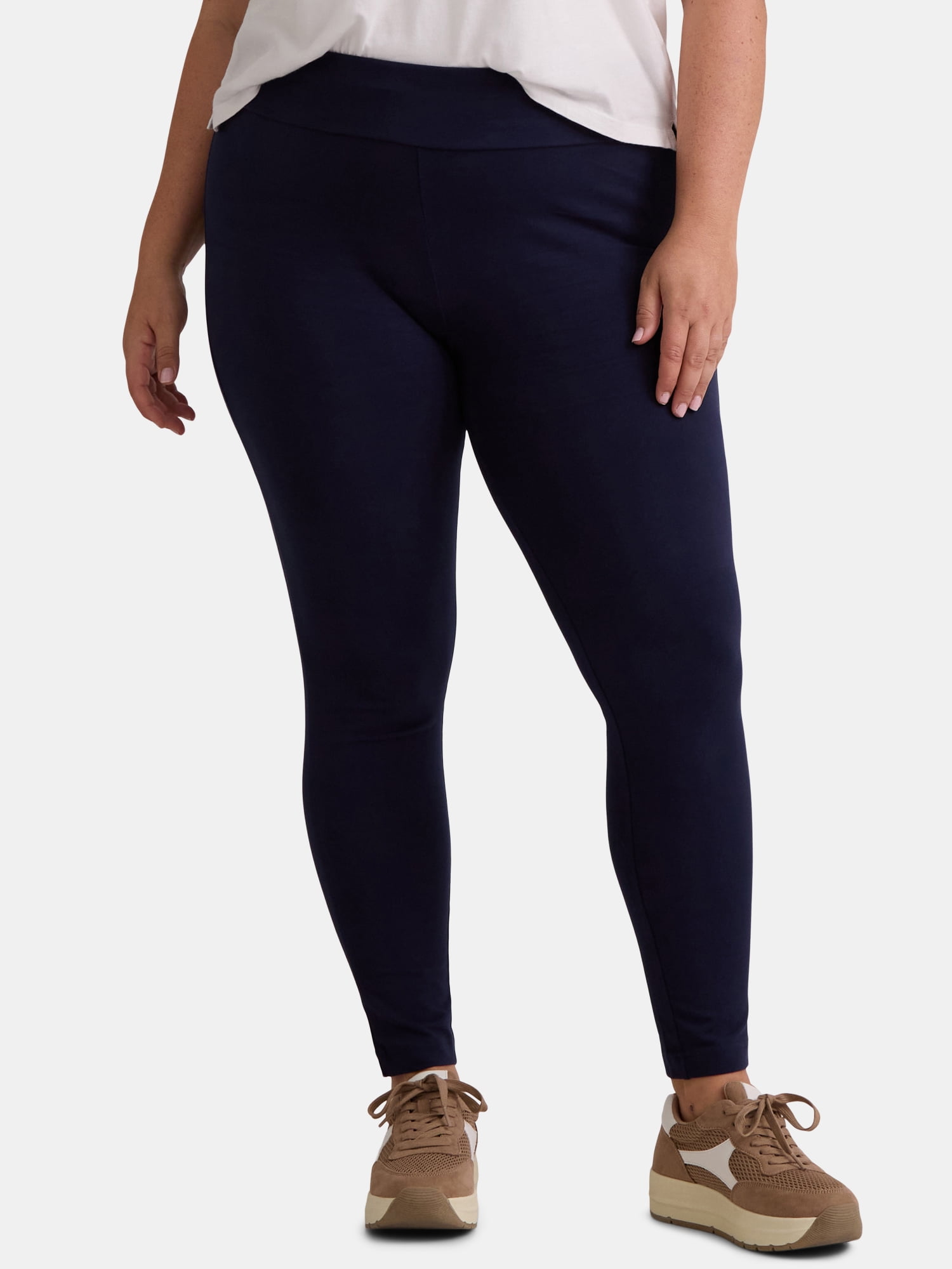 (2 pack) Terra & Sky Women's Plus High Waist Ankle Length Leggings, 27" Inseam, Sizes 0X-5X