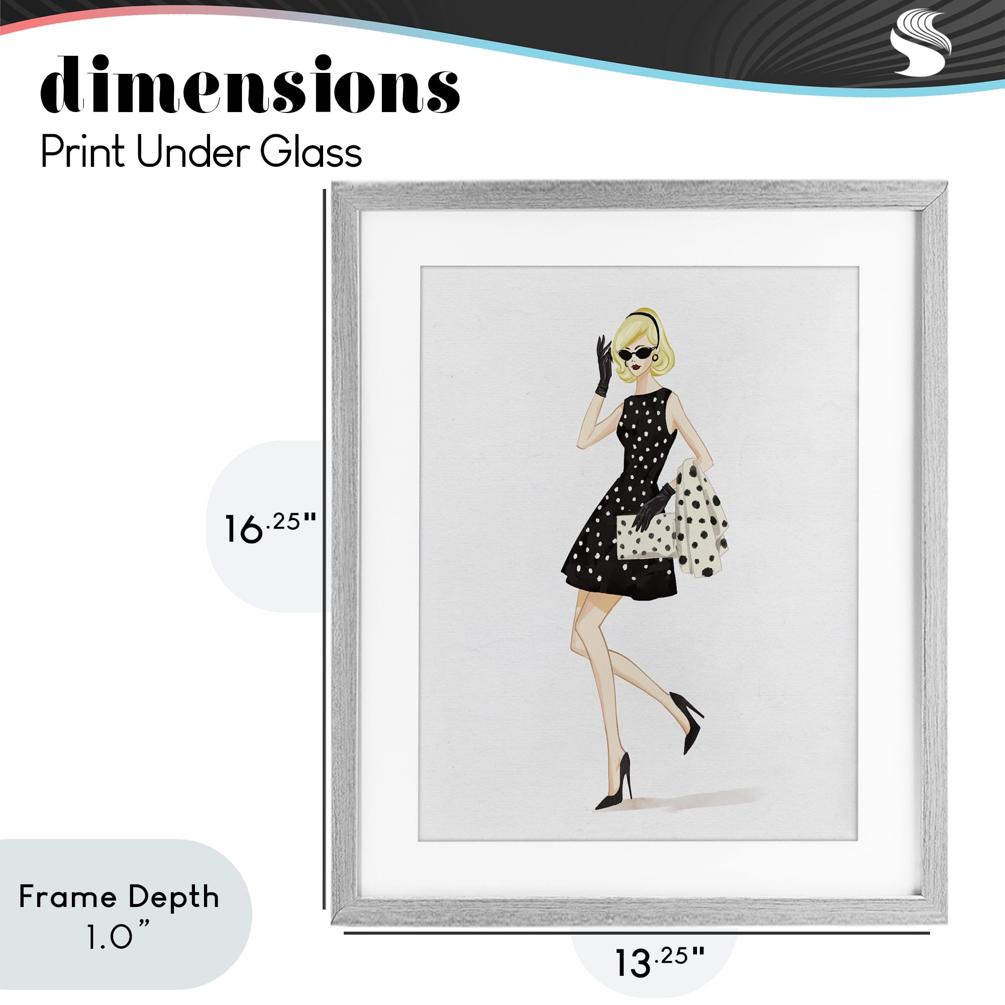 Stupell Industries Retro Trend Polka Dots Gray Framed Print Under Glass, design by Ziwei Li