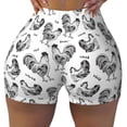 thumbnail image 2 of Balery Retro Rooster Pantalones cortos de entrenamiento estampados para mujer, sin costuras, ajustados, para gimnasio, yoga, correr, deportes, ejercicio activo, fitness.-Medium, 2 of 8