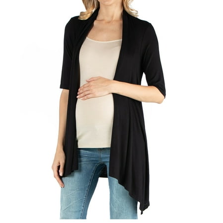 

24seven Comfort Apparel Loose Fit Open Front Maternity Cardigan with Half Sleeve M011341 Made in USA