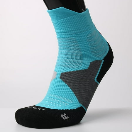 

Uorcsa Lingerie Sports Terry Socks Soft Cotton Marathon Breathable Short Towel Bottom Socks Blue