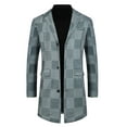 thumbnail image 5 of Abrigo de cuadros INSPIRE CHIC para hombres con solapa de muesca y bloque de color formal en gris S, 5 of 5
