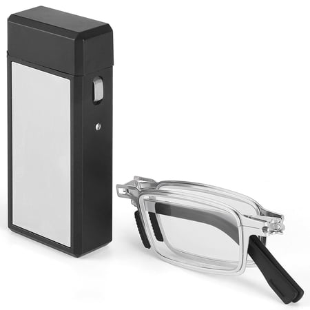Portable Foldable Blue Light Blocking Reading Glasses Folding Ultra Thin Glasses with Case for Men Women Readers+250
