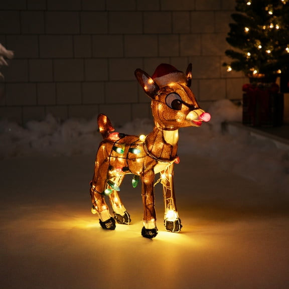 Northlight Lighted Rudolph with C9 String Lights Outdoor Christmas Decoration - 24"
