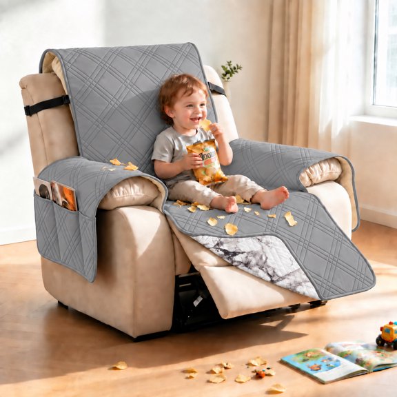 1PC Waterproof Single Recliner Cover, Stretch Non-Slip Pet Friendly Recliner Sofa Cover, Machine Washable Recliner Chair Cover