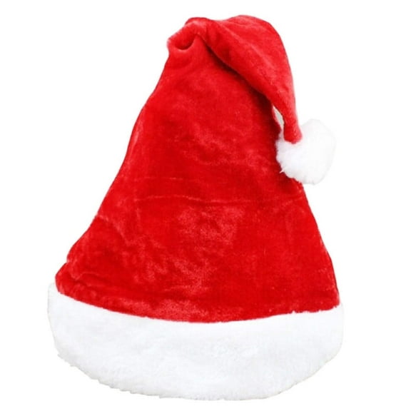 Santa Hat for Christmas Party - Classic Red White Festive Cap with Fluffy Pom Pom